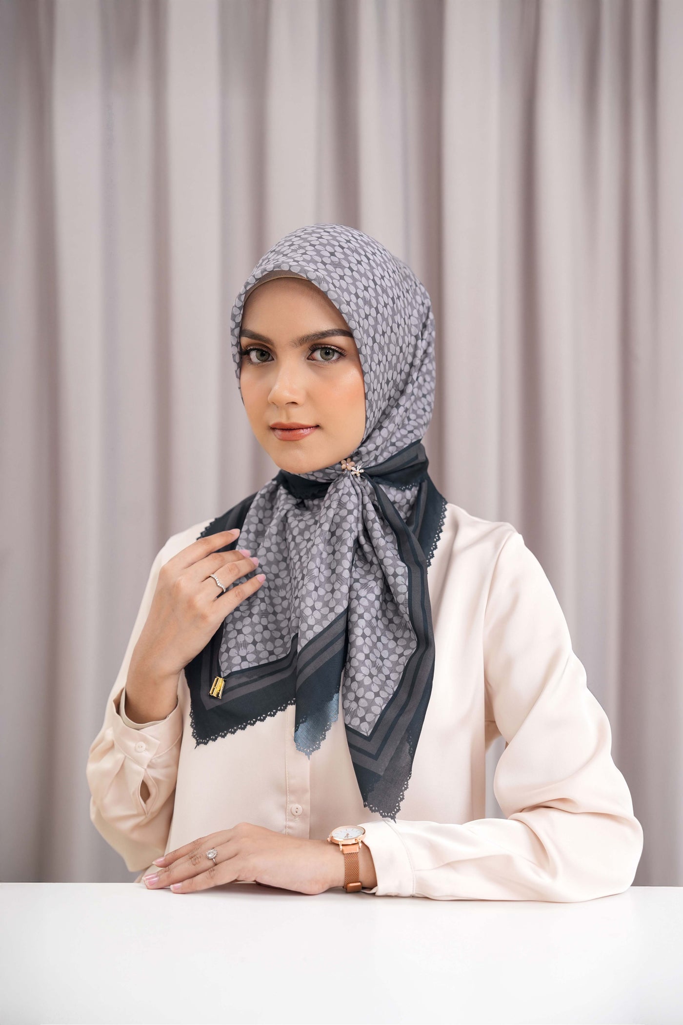 BIA by Zaskia Mecca - Monogram Scarf - Hijab Segi Empat Voal Ultrafine