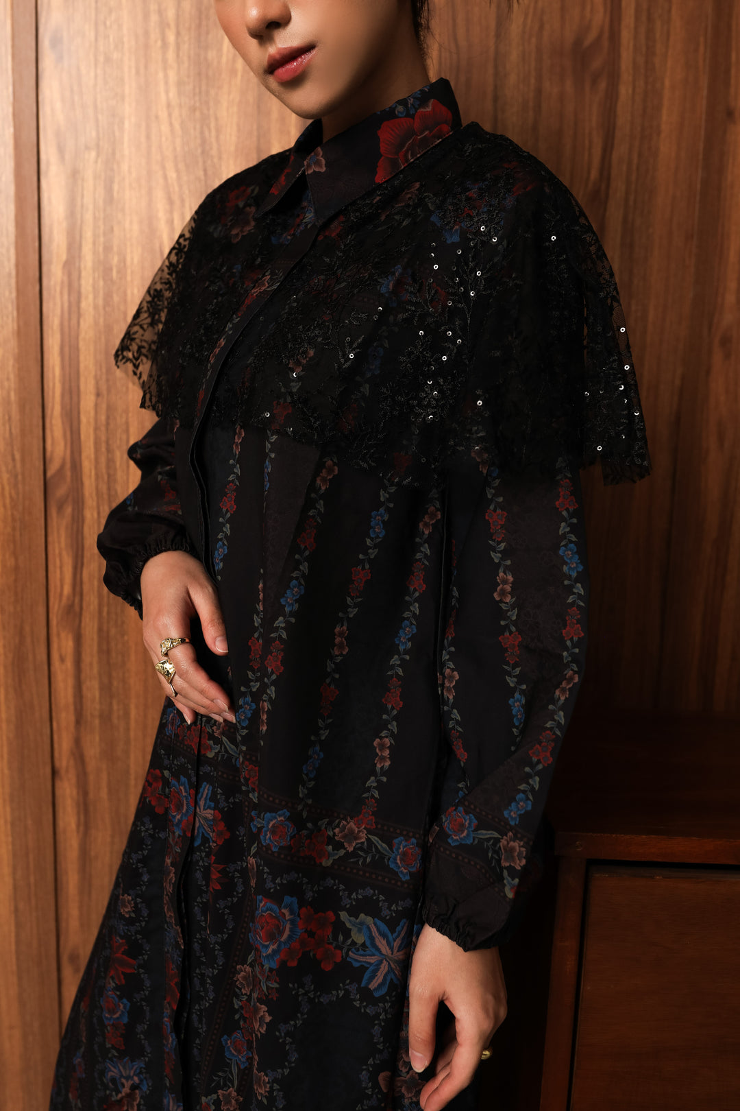 Naray Midi Dress - Raya Collection - Noir Floral Edition