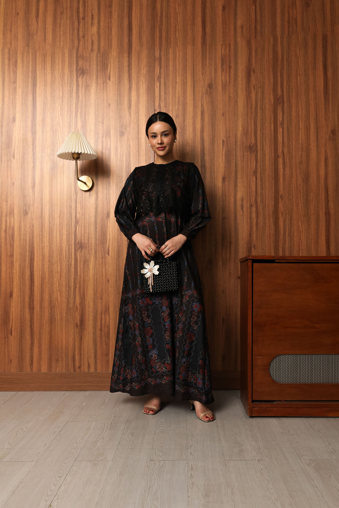 Noura Dress - Raya Collection - Noir Floral Edition