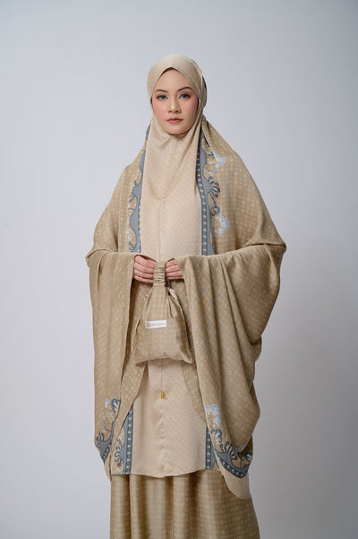 [Anniversary Sale] BIA by Zaskia Mecca - Artea Beige Mukena Super Premium - Islamic Journey In Africa - Cairo Edition